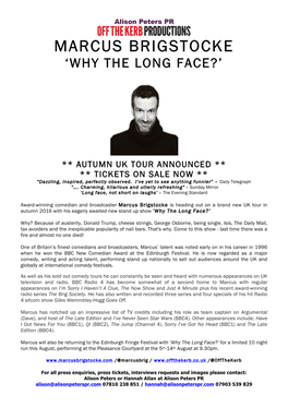 Marcus Brigstocke ‘Why the Long Face?’