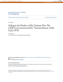 The GDR Government and the "Vietnam Bonus" of the Early 1970S Gerd Horten Concordia University - Portland, Ghorten@Cu-Portland.Edu