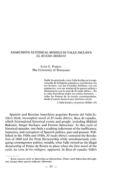 ANARCHISTS AS ETHICAL MODELS in VALLE-INCLAN's the University