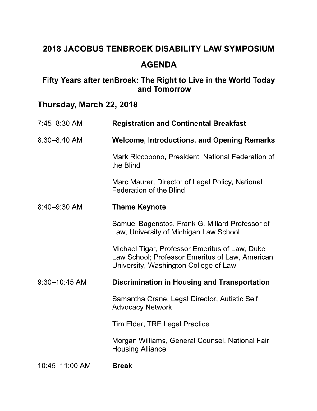 2018Jacobus Tenbroek Disability Law Symposium