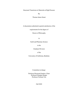 Structural Transitions in Materials at High Pressure by Thomas James