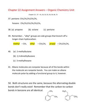 Chapter 22 Assignment Answers – Organic Chemistry Unit