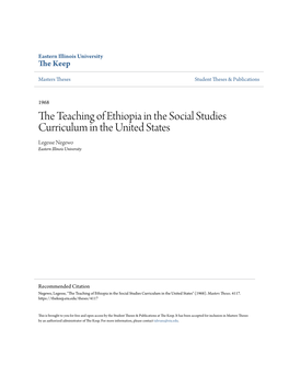 The Teaching of Ethiopia in the Social Studies Curriculum in the United