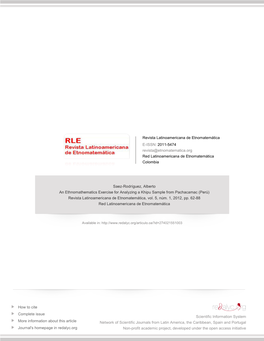 Redalyc.An Ethnomathematics Exercise for Analyzing a Khipu Sample from Pachacamac (Perú)