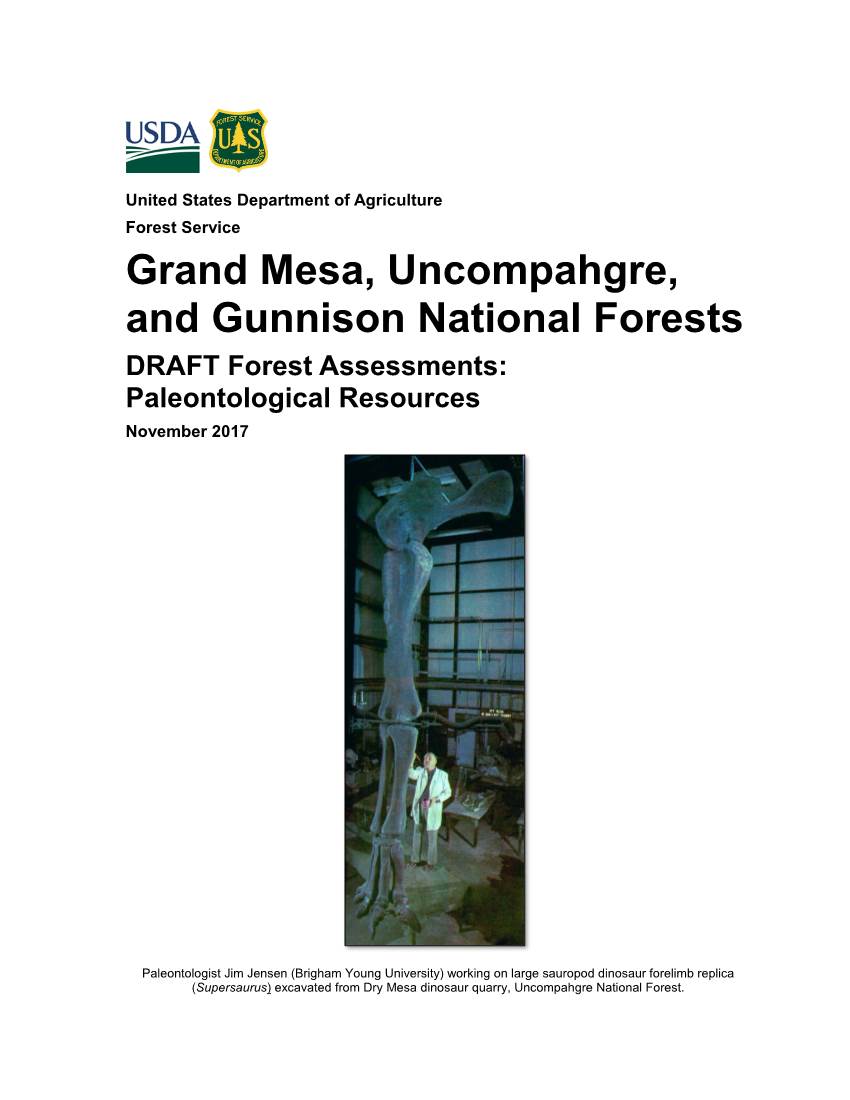 Grand Mesa, Uncompahgre, and Gunnison National Forests DRAFT Forest Assessments: Paleontological Resources November 2017