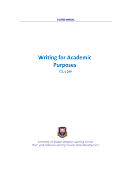 Writing for Academic Purposes CLA 209