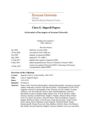 Clara E. Sipprell Papers