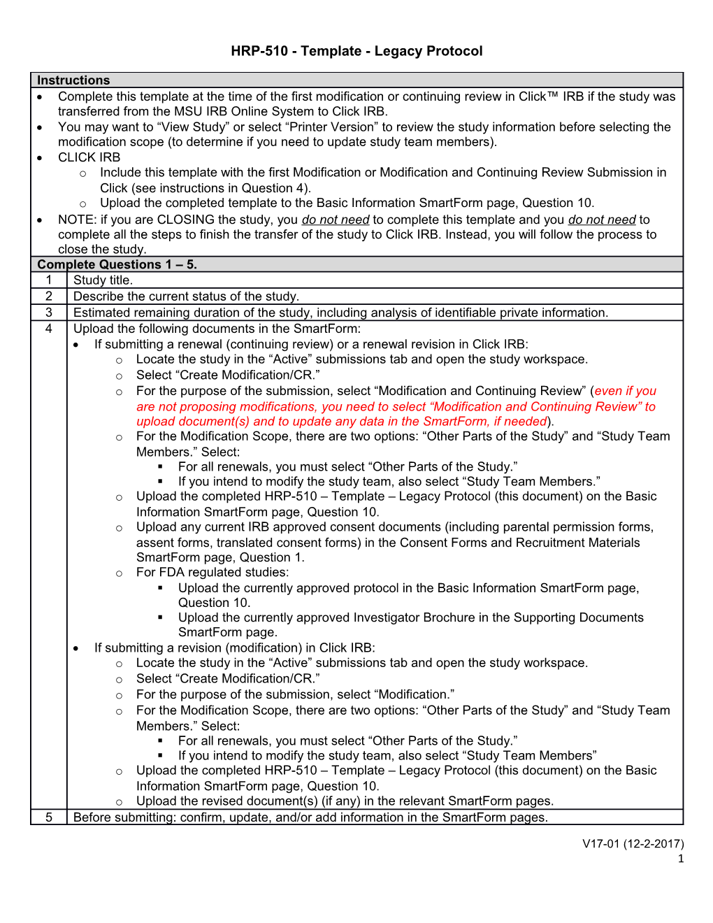 HRP-510 - Template - Legacy Protocol