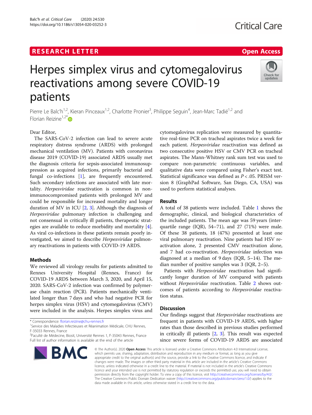 Herpes Simplex Virus and Cytomegalovirus Reactivations