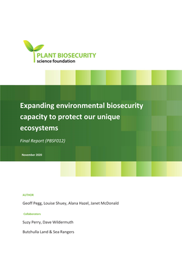 Expanding Environmental Biosecurity Capacity to Protect Our Unique Ecosystems
