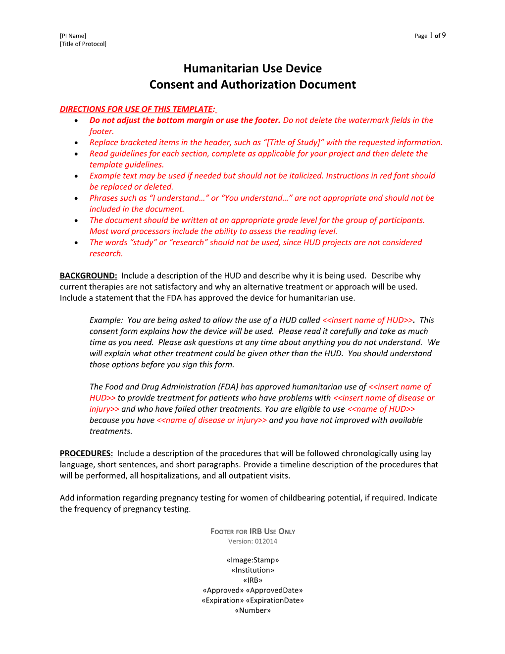 (Include PI S Name, Title of Study and Page Numbering Format on Each Page (I s1