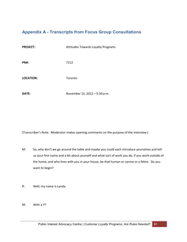 Appendix a - Transcripts from Focus Group Consultations