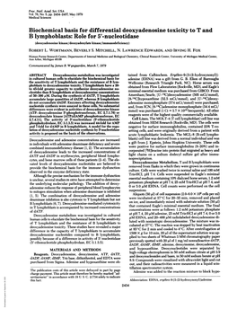 Biochemical Basis for Differential Deoxyadenosine Toxicity To