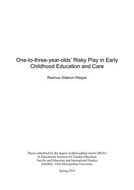 One-To-Three-Year-Olds' Risky Play in Early Childhood Education and Care