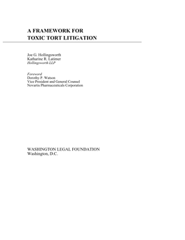 A Framework for Toxic Tort Litigation
