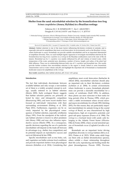 Microhabitat Selection by the Bromelicolous Tree Frog Scinax Cuspidatus (Anura, Hylidae) in a Brazilian Restinga