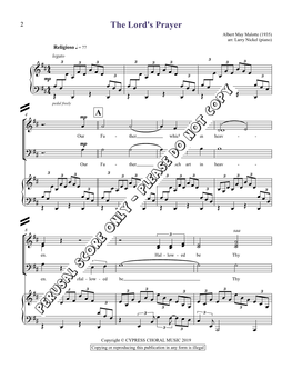 The Lord's Prayer Albert May Malotte (1935) Arr