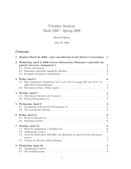 Complex Analysis Math 220C—Spring 2008