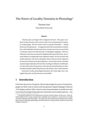 The Power of Locality Domains in Phonology∗