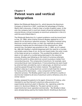 Chapter 4 – Patent Wars and Vertical Integration