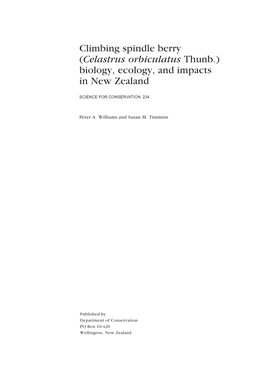 Celastrus Orbiculatus Thunb.) Biology, Ecology, and Impacts in New Zealand