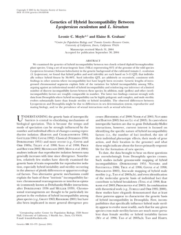 Genetics of Hybrid Incompatibility Between Lycopersicon Esculentum and L