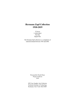 Hermann Zapf Collection 1918-2019