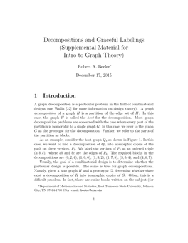 Decompositions and Graceful Labelings (Supplemental Material for Intro to Graph Theory)