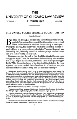 THE UNITED STATES SUPREME COURT: 1946-47* Jom P