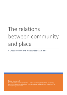 The Relations Between Community and Place