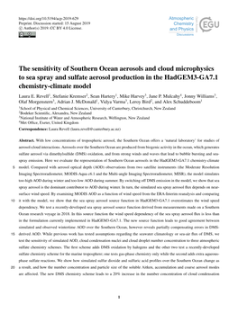 The Sensitivity of Southern Ocean Aerosols and Cloud Microphysics to Sea Spray and Sulfate Aerosol Production in the Hadgem3-GA7.1 Chemistry-Climate Model Laura E