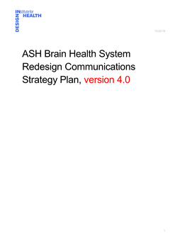 ASH Brain Health System Redesign Communications Strategy Plan