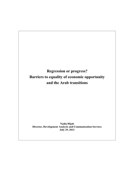 Regression Or Progress? Barriers to Equality of Economic Opportunity and the Arab Transitions