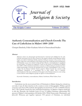 Authentic Contextualization and Church Growth: the Case of Catholicism in Malawi 1889–2000