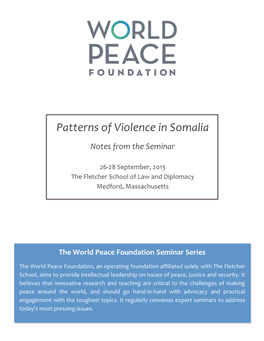 Patterns of Violence in Somalia Notes from the Seminar