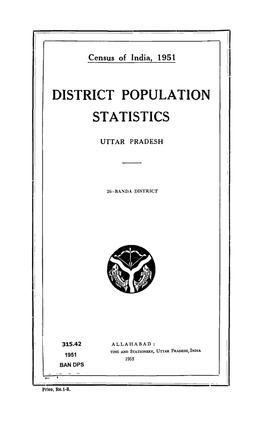 District Census Population Statistics, 26-Banda, Uttar Pradesh