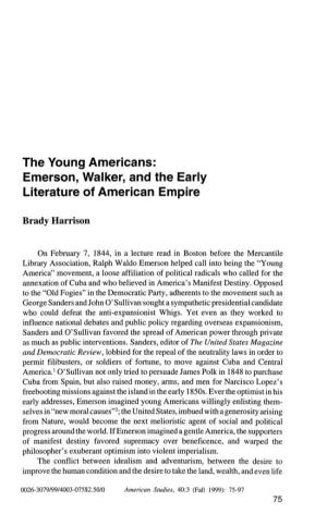 The Young Americans: Emerson, Walker, and the Early Literature of American Empire