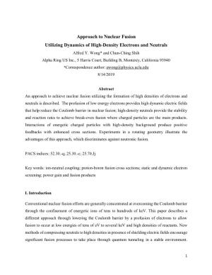 Approach to Nuclear Fusion Utilizing Dynamics of High-Density Electrons and Neutrals Alfred Y