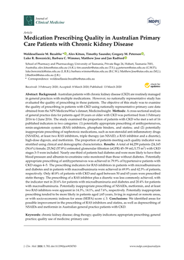 Medication Prescribing Quality in Australian Primary Care Patients with Chronic Kidney Disease