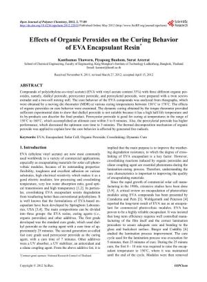 Effects of Organic Peroxides on the Curing Behavior of EVA Encapsulant Resin*