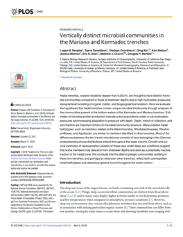 Vertically Distinct Microbial Communities in the Mariana and Kermadec Trenches