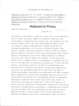 Redacted for Privacy Abstract Approved: Hiram W