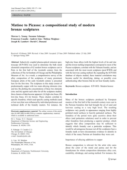 Matisse to Picasso: a Compositional Study of Modern Bronze Sculptures