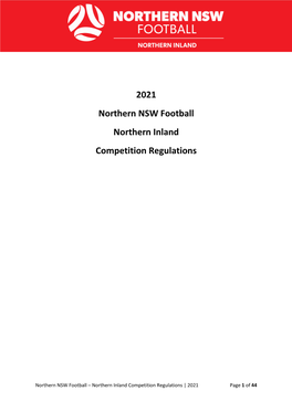 2021 Northern NSW Football Northern Inland Competition Regulations