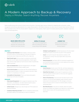 A Modern Approach to Backup & Recovery