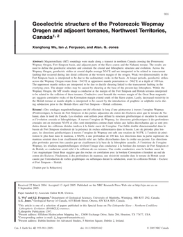 Geoelectric Structure of the Proterozoic Wopmay Orogen and Adjacent Terranes, Northwest Territories, Canada1, 2