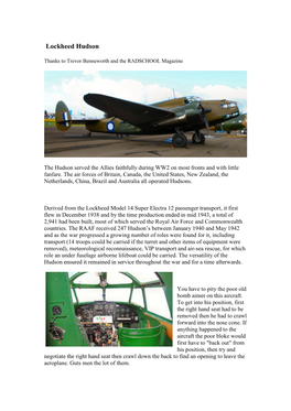 Lockheed Hudson Story from Radschool Magazine.Docx
