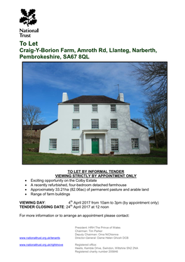 To Let Craig-Y-Borion Farm, Amroth Rd, Llanteg, Narberth, Pembrokeshire, SA67 8QL