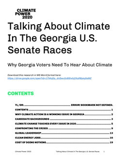 Talking About Climate Change in the Georgia U.S. Senate Races