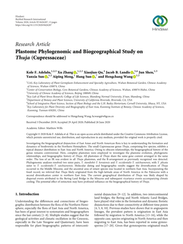 Plastome Phylogenomic and Biogeographical Study on Thuja (Cupressaceae)